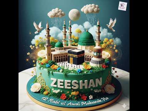 🎂 Zeeshan Name Eid Milad un Nabi Cakes design #viral #trending #shorts #tiktok #usa #uk #india #2025