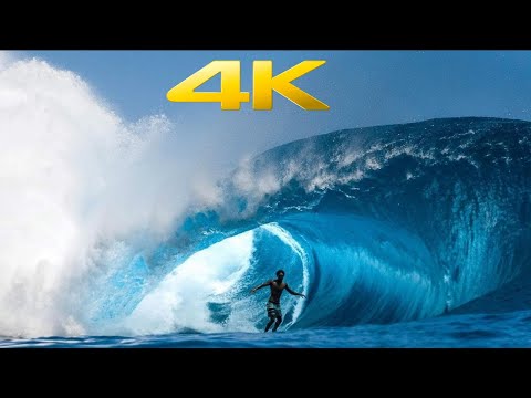 🔴 (ASMR) 4k Waves of the World/Surfing🌊Teahupoo - Relaxing Music🌊