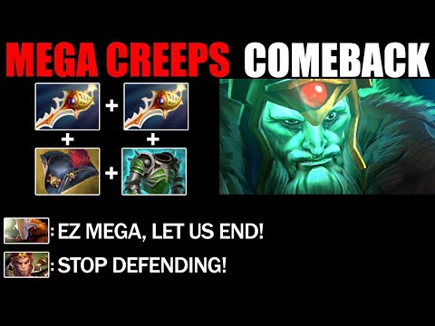 Mega Creeps Defend By 2X Divine Rapier Wraith King - Most Craziest Comeback 7.26a Dota 2