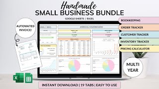 Small Business Bundle for Handmade Products Tutorial - Inventory & Customer Tracker - Sales Tracker