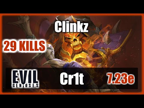Cr1t - Clinkz MIDLANE | KDA:29/3/8 | Stomping Pubs | New Meta | IMBA | Wipe | 7.23e