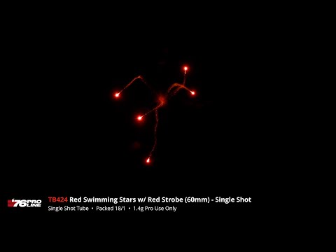 TB424 Red Swimming Stars w/ Red Strobe (60mm) - Single Shot - '76 Pro Line 2024 PRO USE ONLY