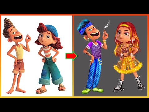Luca Pixar: Alberto Giulia Glow Up Elemental Ember Lumen, Brook Ripple - Disney Transformation