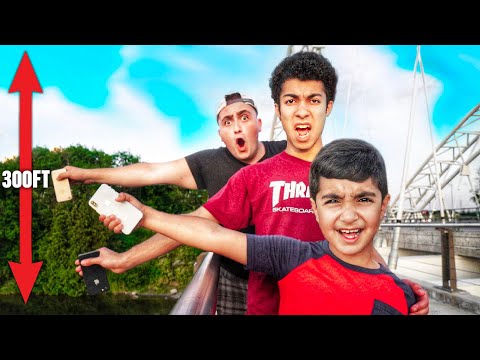 Last To Drop iPhone Wins $10,000! (300 FT IPHONE DROP CHALLENGE!)