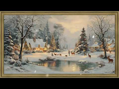 Winter Wonderland Painting | Vintage Gold Frame TV Art | Christmas Snow 4k Screensaver for TV