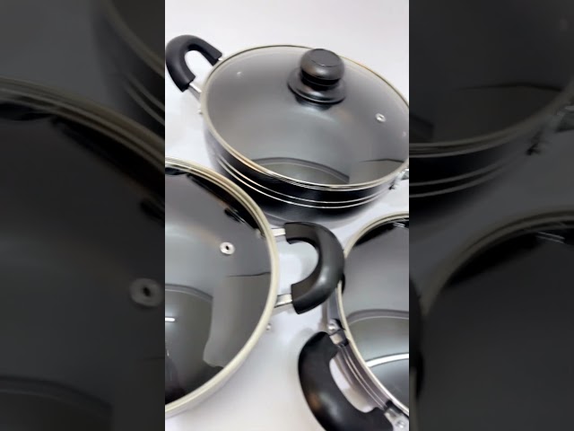 طقم قدور رخامي ملون غطاء زجاج 10 قطعة