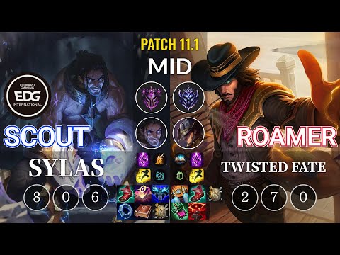 EDG Scout Sylas vs Roamer Twisted Fate Mid - KR Patch 11.1