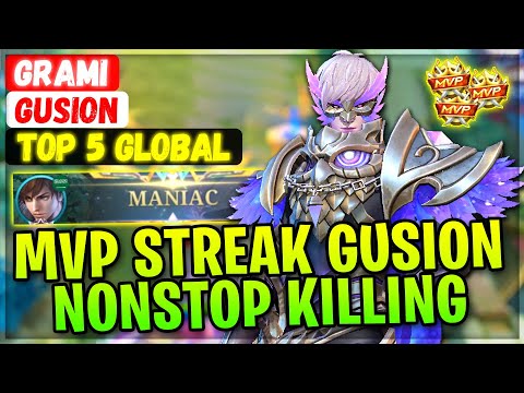 MANIAC!! MVP STREAK GUSION Nonstop Killing [ Top 5 Global Gusion ] G̷R̷A̷M̷I̷ - Mobile Legends Build