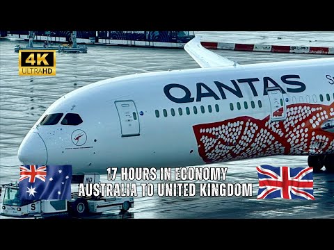 QANTAS B787-9 QF9 Economy Class - Perth Australia to London Heathrow, 17 Hour Non-Stop Flight (4K)