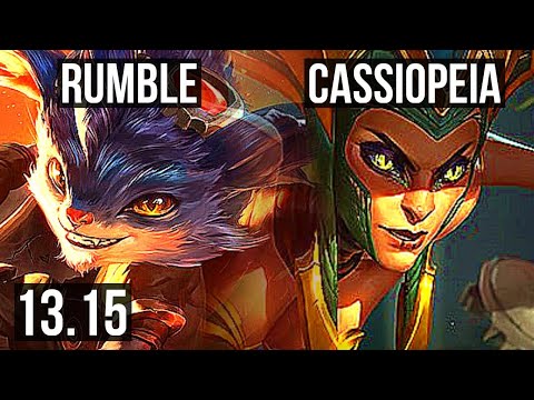 RUMBLE vs CASSIOPEIA (MID) | 12/0/9, 1200+ games, Legendary, 1.3M mastery | KR Diamond | 13.15