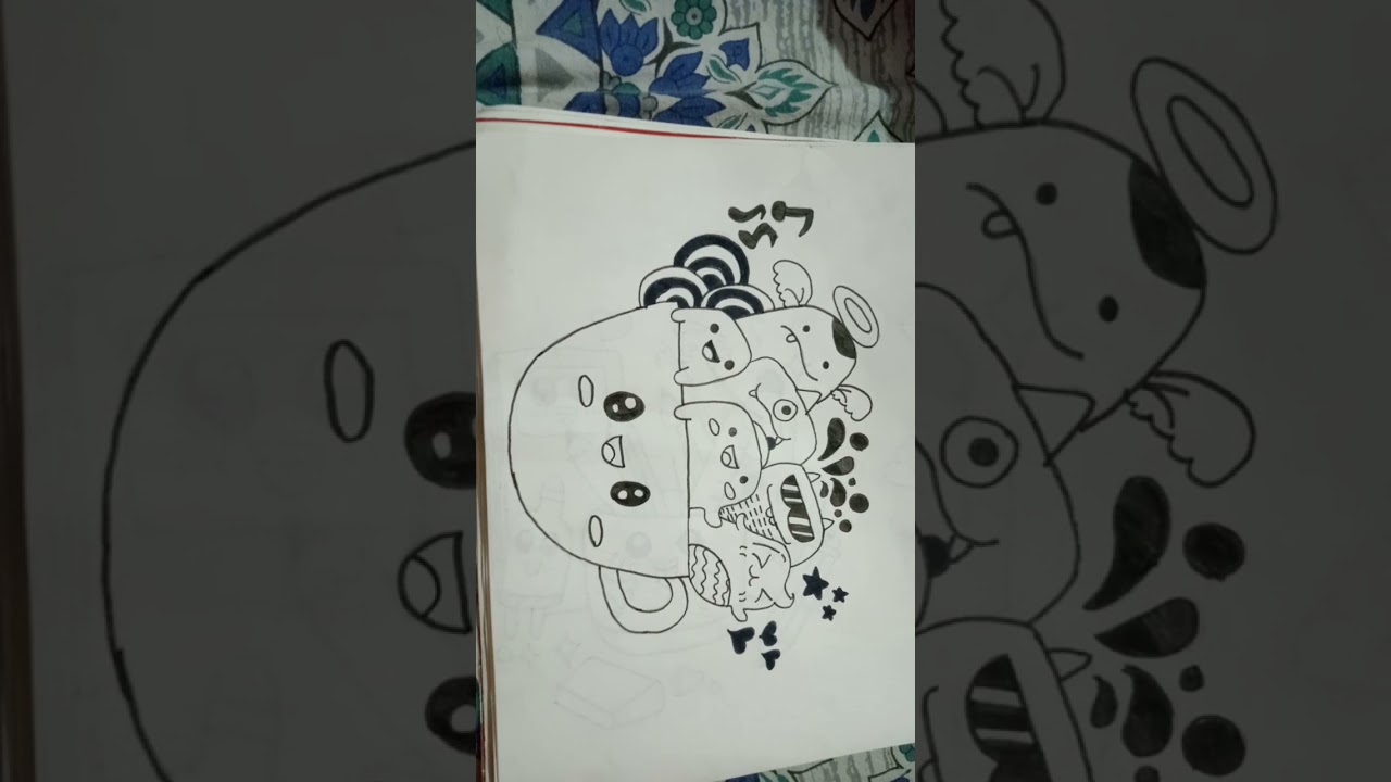 Coffee mug ~cute monster 👹 doodle~ background vector illustration by me 🤩#shorts#doodle art.