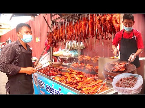 Amazing Roasted Duck Grilled Chicken Cambodian Street Food