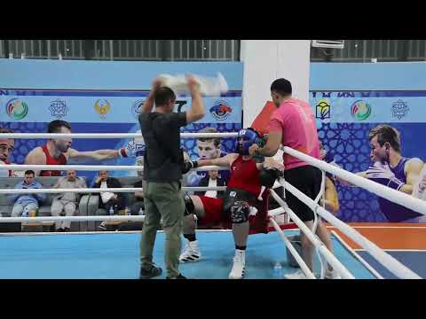 Bakhodir Jalolov (UZB) sparring Alexander Dorofeev (RUS) at multi-nations training camp 2025