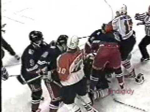 Tikkanen slashing Lindros 5/18/97 playoffs