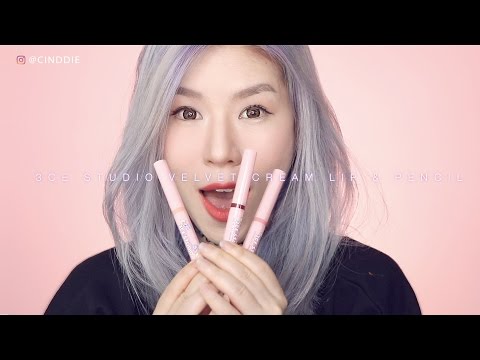 3CE STUDIO VELVET CREAM LIP & PENCIL SWATCH AND TRY ON