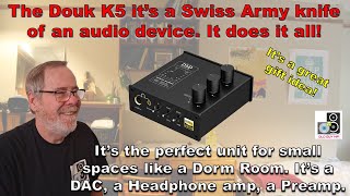 Douk K5 it’s a cool little audio device. It’s the perfect unit for small spaces like a Dorm Room.