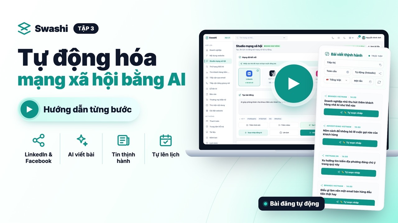 Ảnh thu nhỏ video — Tự động hóa mạng xã hội với Swashi, video hướng dẫn của Swashi