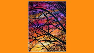 #8630 Fiery Columbus Sunset Fluid Acrylics Layers & Stages 4.15.2024 Intuitive art