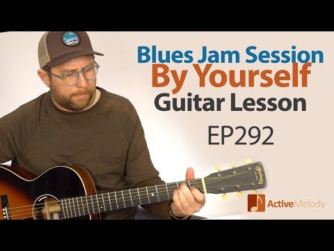 Have a blues jam by yourself on guitar using just 4 chords - acoustic blues guitar lesson EP292