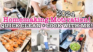 NEW✨ HOMEMAKING MOTIVATION 2024 | REALISTIC CLEANING ROUTINE + COOK WITH ME! | SELLE DESHIRO