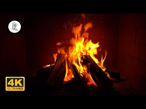 🔥 Crackling Fire w/ Rain on Roof, Thunder, Howling Wind & River Sounds - 10 Hours - 4K