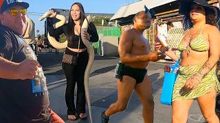 Venice Beach BoardwalkTour - - Crowded Warm Weekend  - Good Times