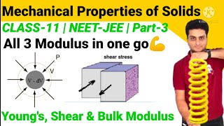 Elastic Moduli|Young Modulus|Bulk modulus|Mechanical Properties of Solids|Physics|NCERT|Class-11
