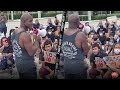 EVANDER HOLYFIELD PRAYING WITH PROTESTORS IN FLORIDA ; SENDS MESSAGE OF SOLIDARITY & PEACE