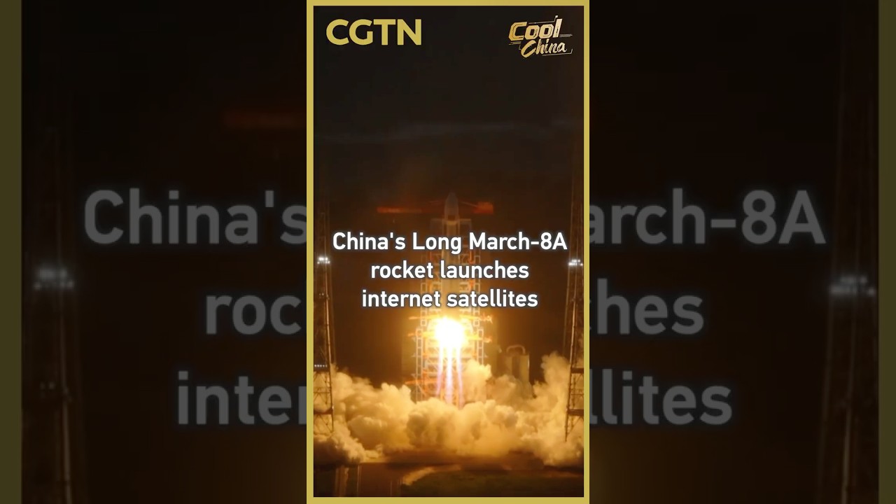 China's Long March-8A rocket launches internet satellites - YouTube