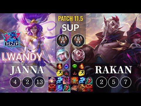 LNG lwandy Janna vs Rakan Sup - KR Patch 11.5