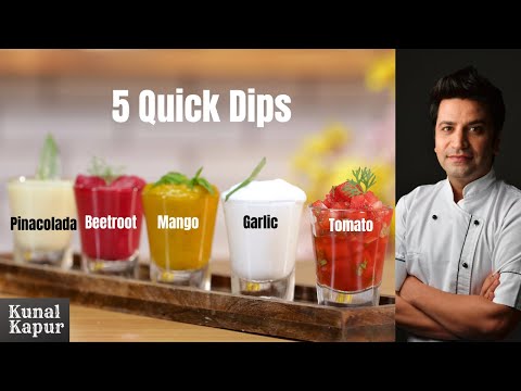 5 Quick Dips Recipe | Easy Veggie Dips | Kapur Sauce Recipes, Tomato Sauce Mango Dip Garlic Chutney