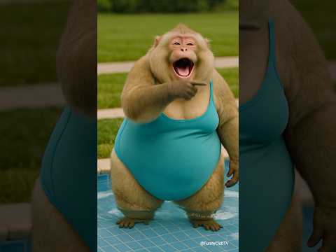 fat monkey + pool = soaked body 😂