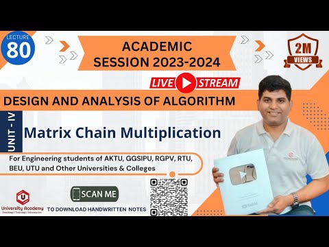 DAA80: Matrix Chain Multiplication Algorithm Using Dynamic Programming with example.