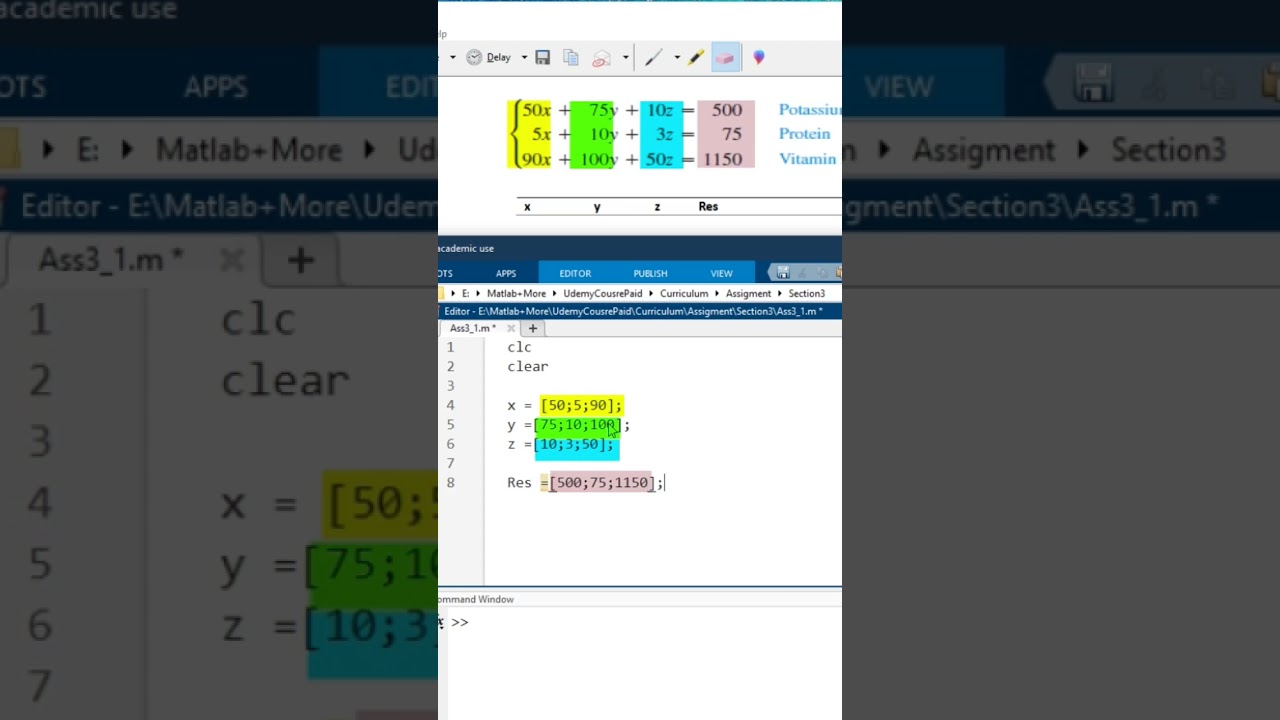 Solve system of linear equations in MATLAB  #math  #matrix #Matlab #numerical_analysis