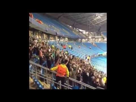 Gladbach Ultras singing at Etihad Stadium (Canceled match | Manchester City - Gladbach)