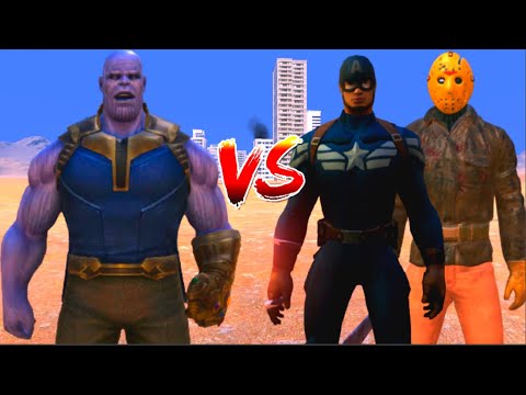 100 Thanos vs 1000 Captain america and 1000 jason voorhees (Marvel vs Marvel)