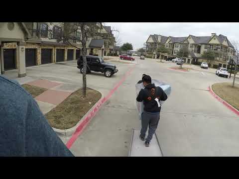 Part of a video titled Best technique to move a sofa upstairs | Movers in Grapevine - YouTube