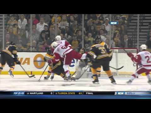 Justin Abdelkader "Accidentally" Lays Out Brad Marchand - October 5th, 2013