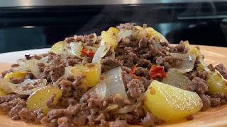 Hamburger Onion Potato Skillet Dinner