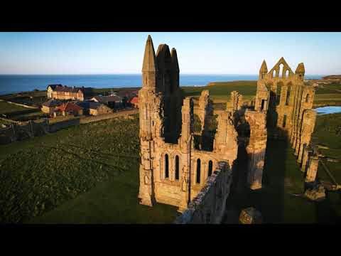 Whitby Abbey. 4K drone footage from one of Whitby's iconic landmarks.