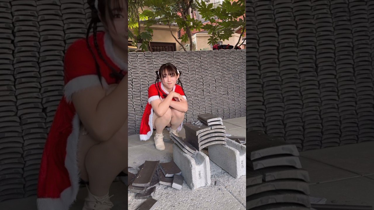 ⌇Merry Christmas! 瓦割り🎅NG編Christmas Break...⁡#瓦割り #かかと落とし #サンタコス #christmas