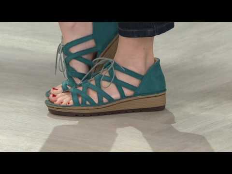 Naot Leather Lace-up Wedge Sandals - - Yarrow on QVC