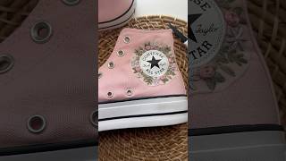 DIY Embroidered Converse Shoes: Beginner Flower Tutorial on my Channel.🌸🪡 #embroideredshoes #diy