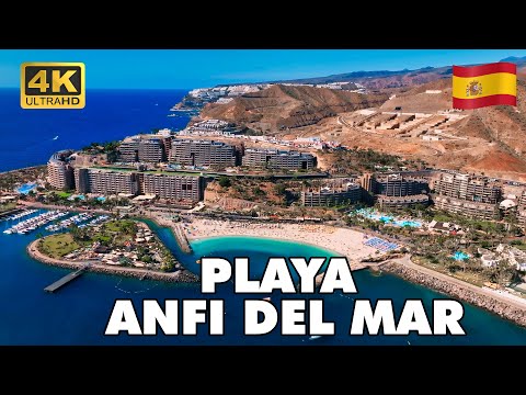 PLAYA ANFI DEL MAR-Gran Canaria Spain 🇪🇸 | FULL Tour Beach & Isla Corazon 🏖️🚶 | [4K UHD]