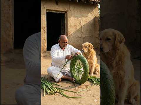 Cute dog loved the bike made from a palm tree 😭 , #ai #dog #cute #tree