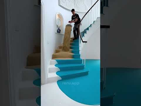 Turquoise Beach Stair Makeover 🌊 #shorts #epoxy #stairs #floor #home