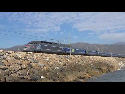 Un TGV in corsa di prova in LIGURIA sulla Genova-Ventimiglia ad Albenga 15-2-2020