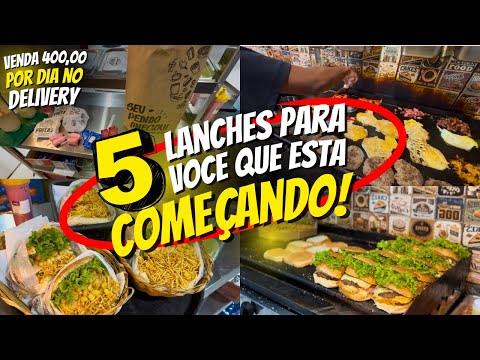 5 LANCHES para HAMBURGUERIA DELIVERY em CASA!