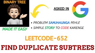 YouTube video 'Find Duplicate Subtrees (Leetcode - 652) - (GOOGLE) : Explanation ➕ Live Coding'
