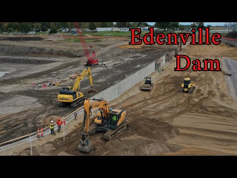 Edenville Dam Emergency Spillway Work Rapid Progress- Earthen Embankment - Dam Drone - Dam Collapse
